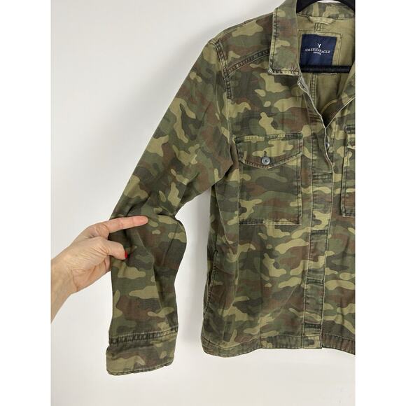 Vtg Y2K American Eagle Women's Camo Embroidered Nah Jacket Size L Broken Heart - Picture 2 of 12